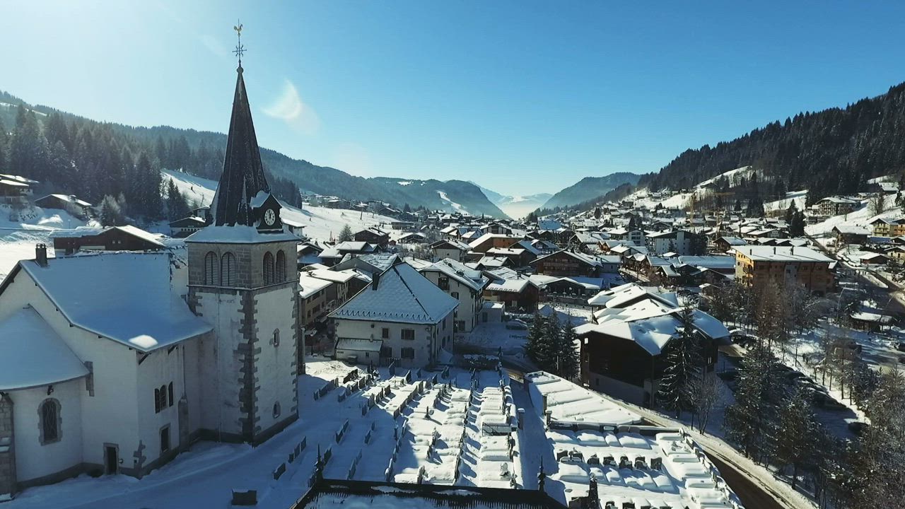 Champagny en Vanoise and its church seen from above